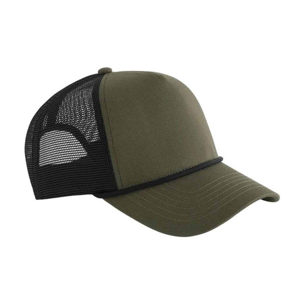 Beechfield Rope Detail 5 Panel Trucker Cap / Military Green/Black